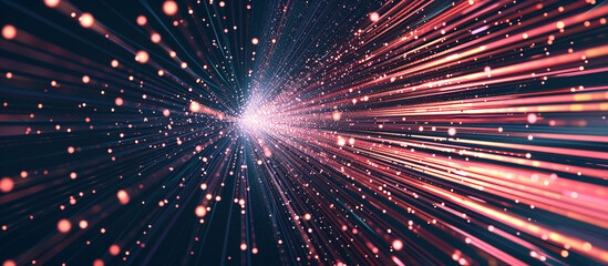 Digital technology background with explosion zoom ray, big data future technology concept illustration