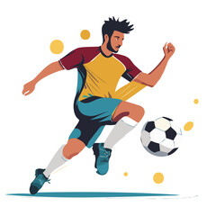 abstract soccer player jumping touch soccer ball with splash of color on backside 03