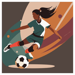 abstract soccer player jumping touch soccer ball with splash of color on backside 10