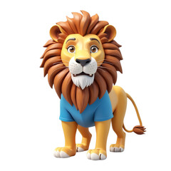3d rendering of cartoon lion on Isolated transparent background png. generated with AI