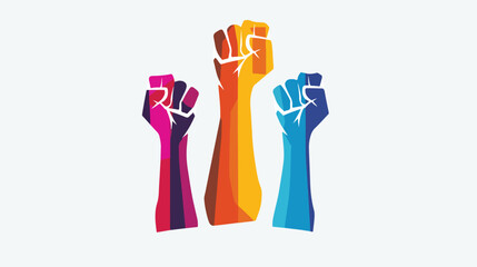 People hand protest logo vector template flat vector 
