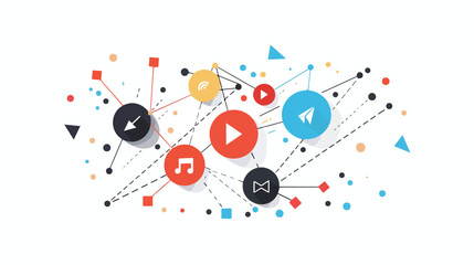 Play button and connection icon flat vector isolated o