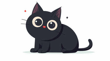 Retro cartoon black cat costume flat vector isolated