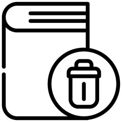 book remove delete trash bin simple line