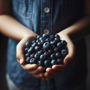 hands holding blueberries fruits