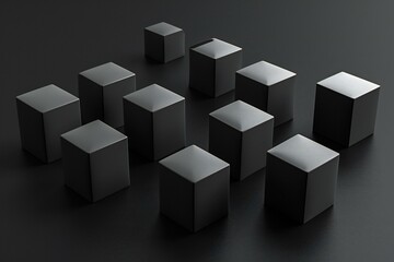Black cubes on a black background