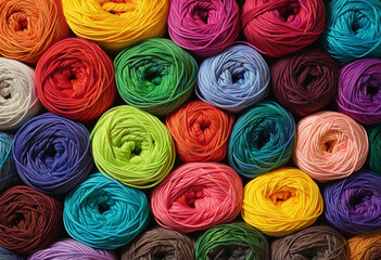 Many colorful Rainbow yarn for knitting colorful background