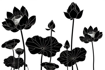 Lotus flower in black and white
