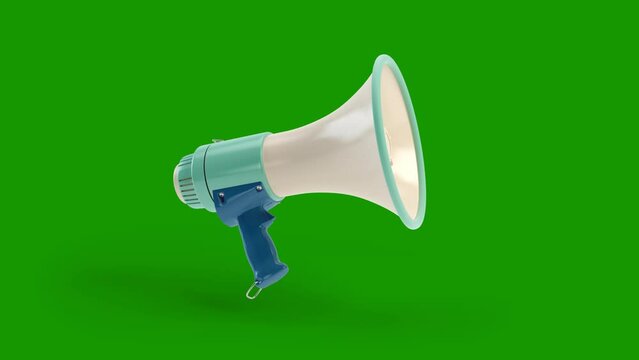 Megaphone 360 degree rotation 3d rendered video with green screen chroma key
