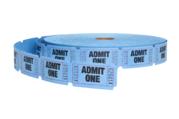 Admit One, Roll of Entry Tickets, Isolated on transparent background