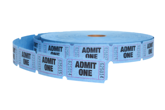 Admit One, Roll of Entry Tickets, Isolated on transparent background - Powered by Adobe