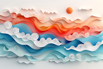 Chinese traditional festival Mid-Autumn Festival New Year background, simple style auspicious cloud pattern concept illustration