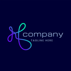 Letter H Futuristic Abstract Line Art Logo Design