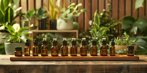Grounding Essential Oils, Bottles with oils and plants
