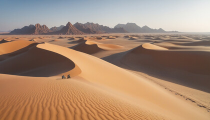 Fototapeta na wymiar Animation-style illustration landscape of a desert colorful background