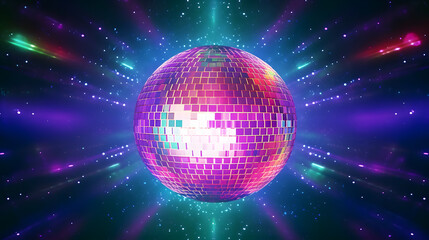 Fototapeta na wymiar Digital luminous color disco ball abstract graphic poster web page PPT background