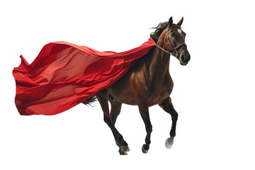 horse in a superhero costume, perhaps with a flowing cape, emphasizing strength and majesty. - obrazy, fototapety, plakaty