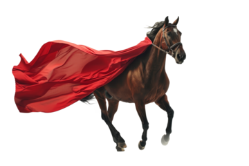 horse in a superhero costume, perhaps with a flowing cape, emphasizing strength and majesty.
