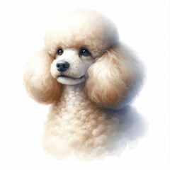 Pies rasy pudel, portret akwarela na białym tle generative ai - obrazy, fototapety, plakaty