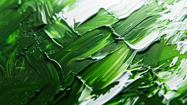 green and white brushstrokes creating an abstract St. Patrick's Day background 