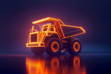 A clean, sophisticated logo design that outlines a dump truck in a wireframe silhouette, with a gradient color fill that transitions smoothly, giving a modern and sleek visual appeal suitable for a hi