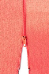 zipper isolated on white, top view
