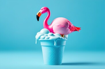 Pink flamingo ice cream cone