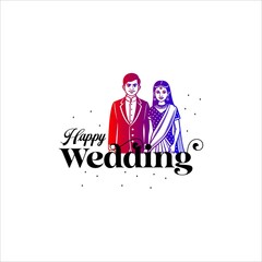 Indian Wedding Anniversary greetings on white background. Vector Illustration 