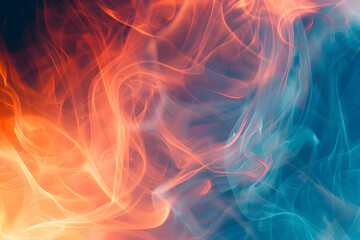 Obraz premium A beautiful fire flame realistic illustration background. Realistic multicolored fire texture to use as a filter for your photography. Blue, yellow and orange colors 