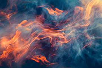 A beautiful fire flame realistic illustration background. Realistic multicolored fire texture to use as a filter for your photography. Blue, yellow and orange colors.