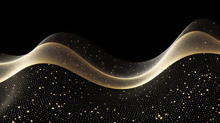 Digital technology golden 3D curve abstract graphic poster web page PPT background