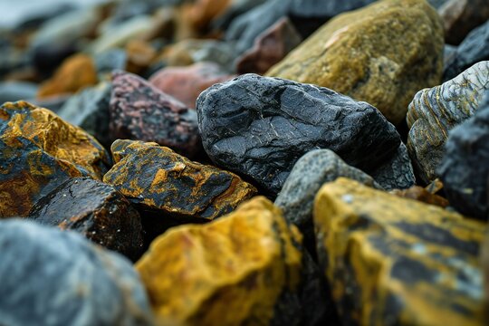 Close up of colorful rocks on the beach, beautiful photo digital picture
