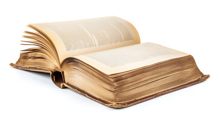open old and dull thick book isolated on white background