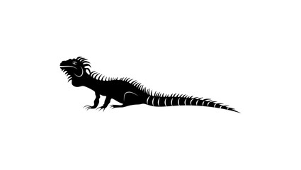 iguana emblem, black isolated silhouette