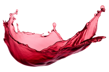 red wine splash wave swirl isolated on a transparent background, grapes juice wine liquid cut out