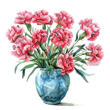 Watercolor Carnation in the vese  Clipart