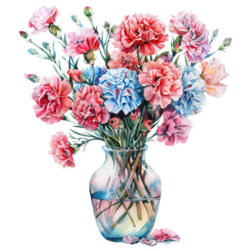 Watercolor Carnation in the vese  Clipart