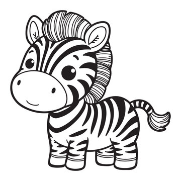 Line art of zebra cartoon vector