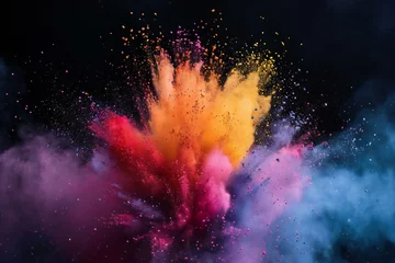 Foto op Canvas Explosion of colored powder, isolated on black background,  Abstract colored background © Picasso