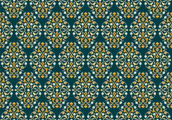 Vector illustration of traditional turkish tezhip floral ornament on dark background and beautiful tezhip.