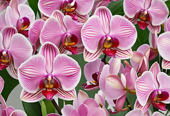 Floral pink orchid flowers   pattern colorful background