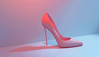 Pink High heel shoes  background. - obrazy, fototapety, plakaty