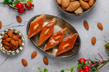 Baklava with almonds for Azerbaijan traditional spring holiday novruz.