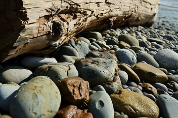 Pebbles on the shore of the Baltic Sea, Poland - obrazy, fototapety, plakaty
