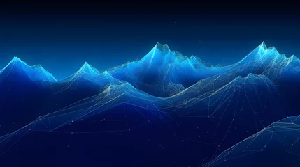 Gardinen Digital technology minimalist blue mountains 3d abstract graphics poster web page PPT background © JINYIN