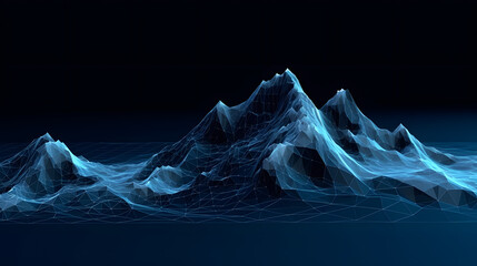 Digital technology minimalist blue mountains 3d abstract graphics poster web page PPT background