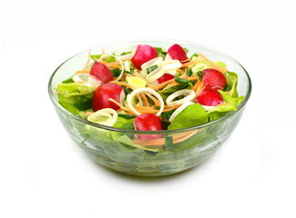 Mixed vegetables salad isolated on white