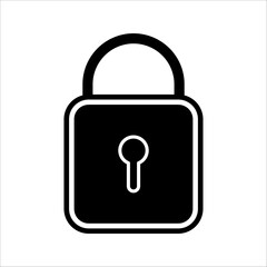 padlock icon isolated on black and white background.