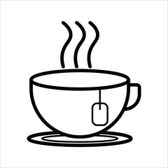 Cup of tea icon. Cup flat icon. Thin line sign for design logo, visiting card, etc. High quality single outline symbol for web design or mobile app. Cup outline pictogram.