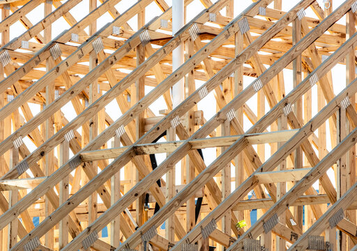 Framing during house under construction